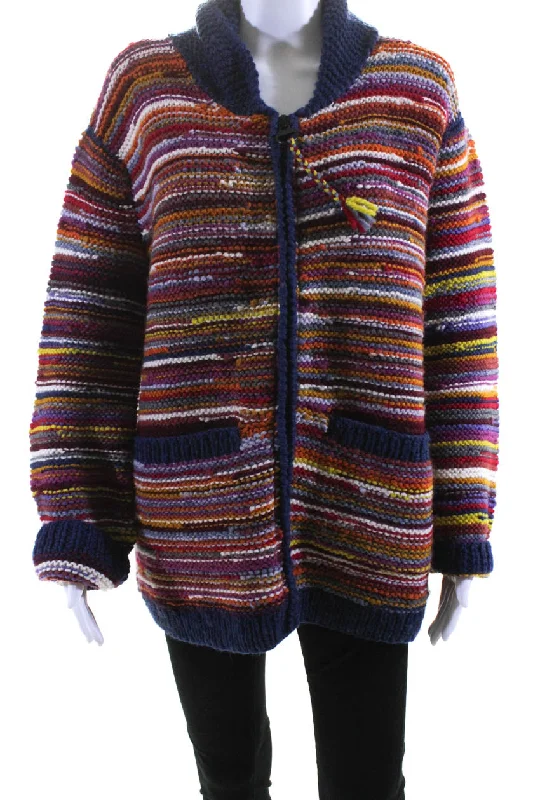 Frantic Andrea Venturini Womens Thick Knit Sweater Jacket Multicolor Medium