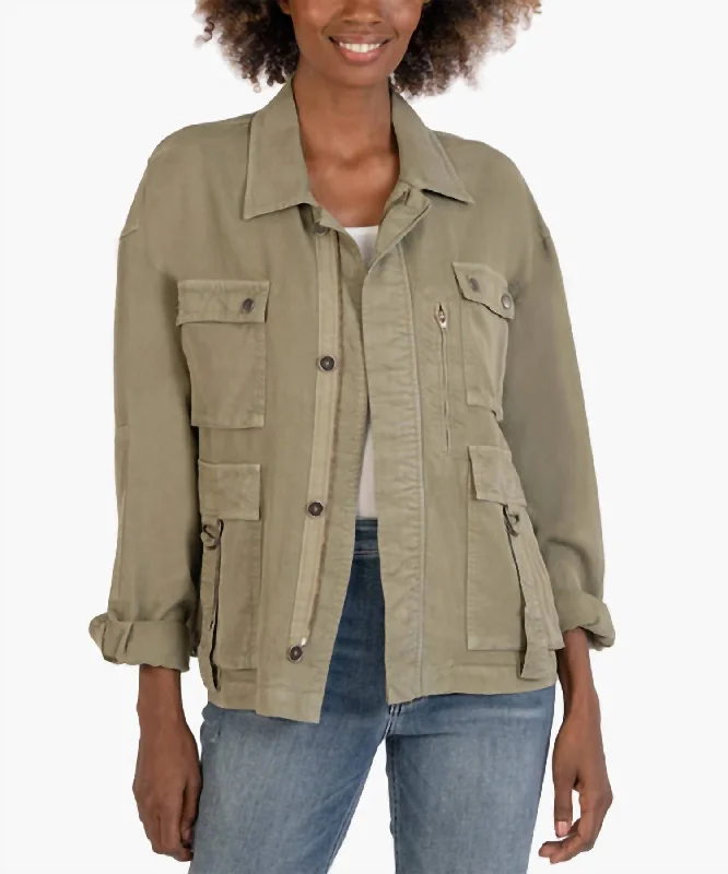 Ingrid Utility Jacket In Olive