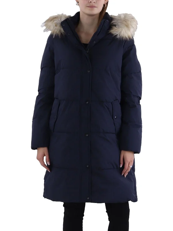 Womens Quilted Hooded Parka Coat