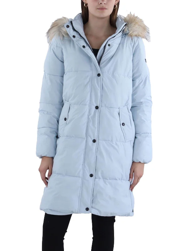 Womens Quilted Hooded Parka Coat