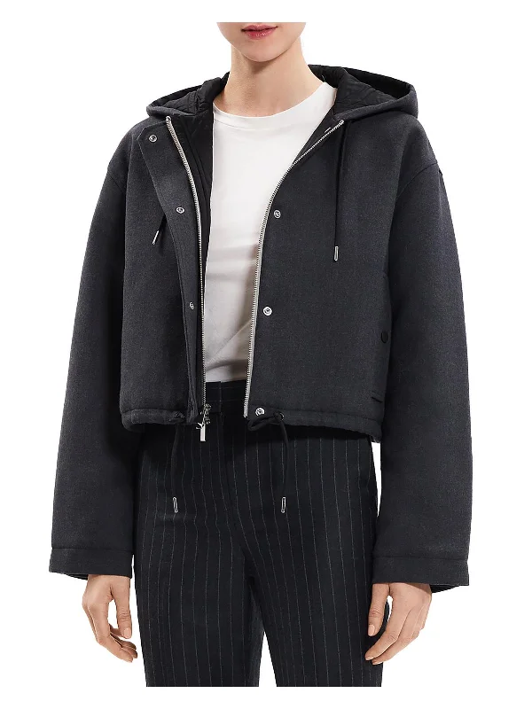 Womens Wool Cropped Parka Coat