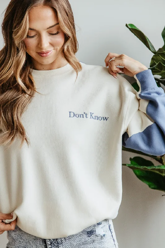 1897 Active Don’t Know Don’t Care Sweatshirt for Women in Cream/Blue | GT883-CREAMBLUE