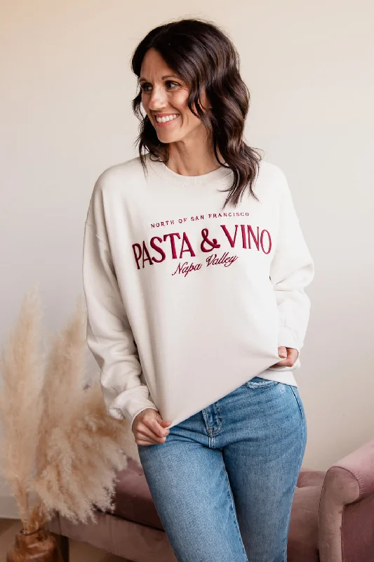 1897 Active Pasta & Vino Napa Valley Sweatshirt for Women in Beige | T727-BEIGE