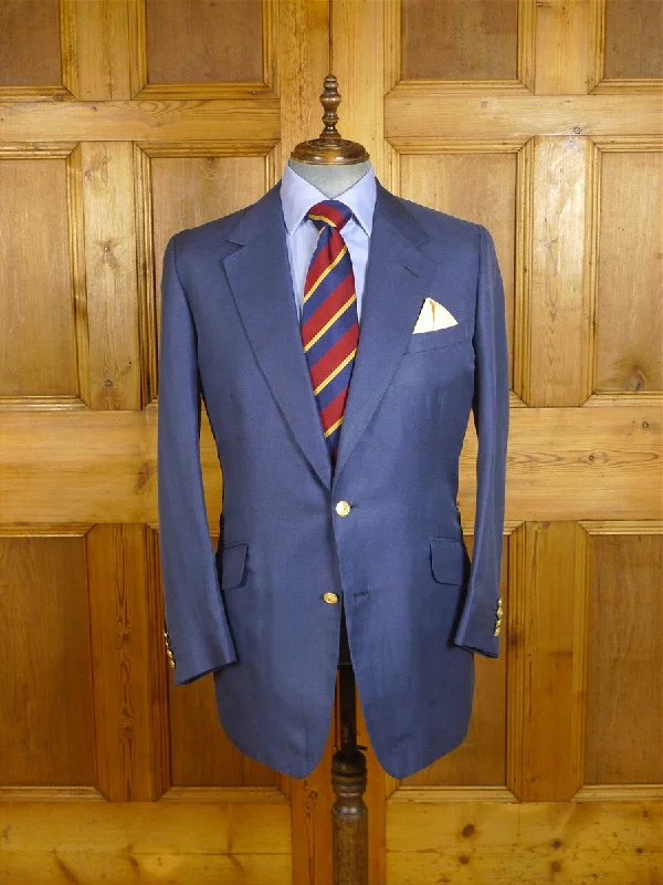 24/0858 immaculate norton & sons 2012 savile row bespoke blue linen & silk sports jacket blazer 46 regular