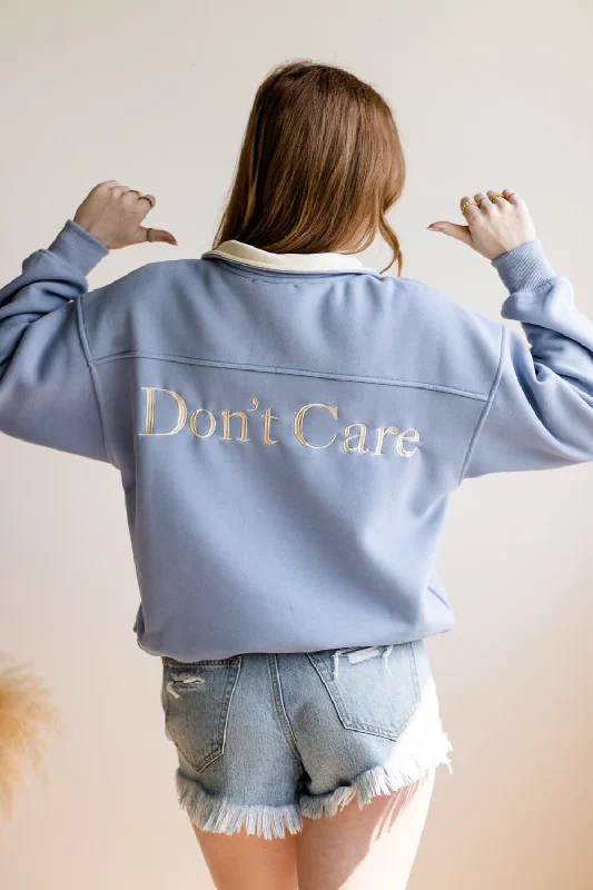 Bailey Rose Don’t Know Don’t Care Fleece Quarter Zip Sweatshirt for Women in Moody Sky | BRT2241-1-MOODYSKY