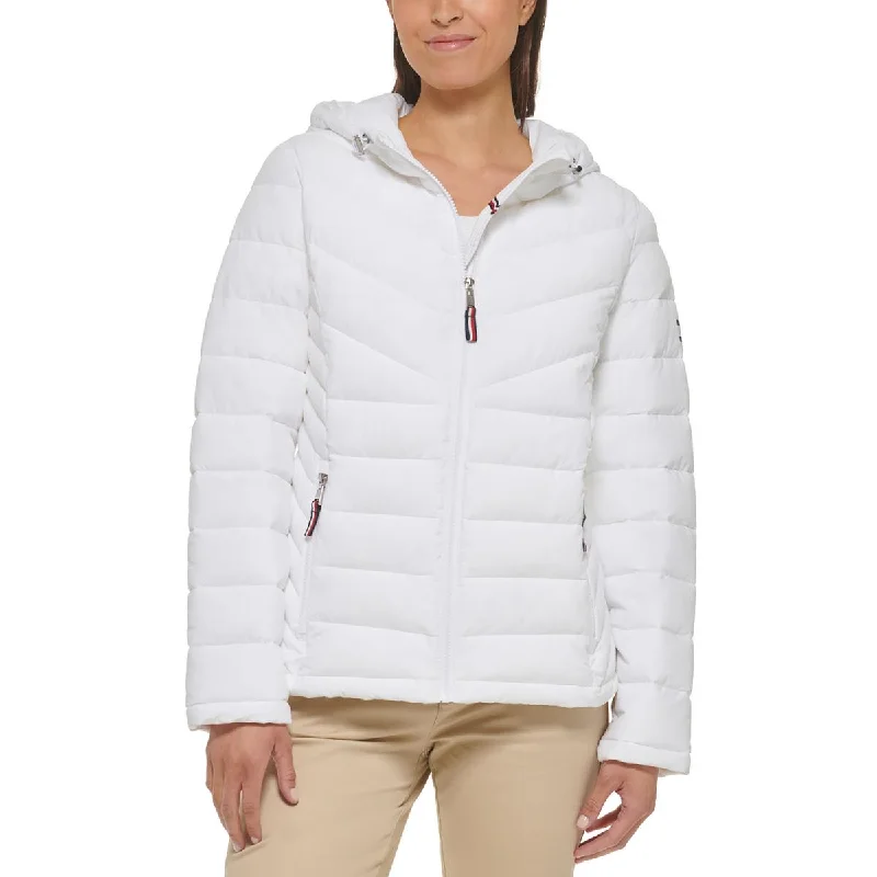 Womens Hooded Polyester Parka Coat