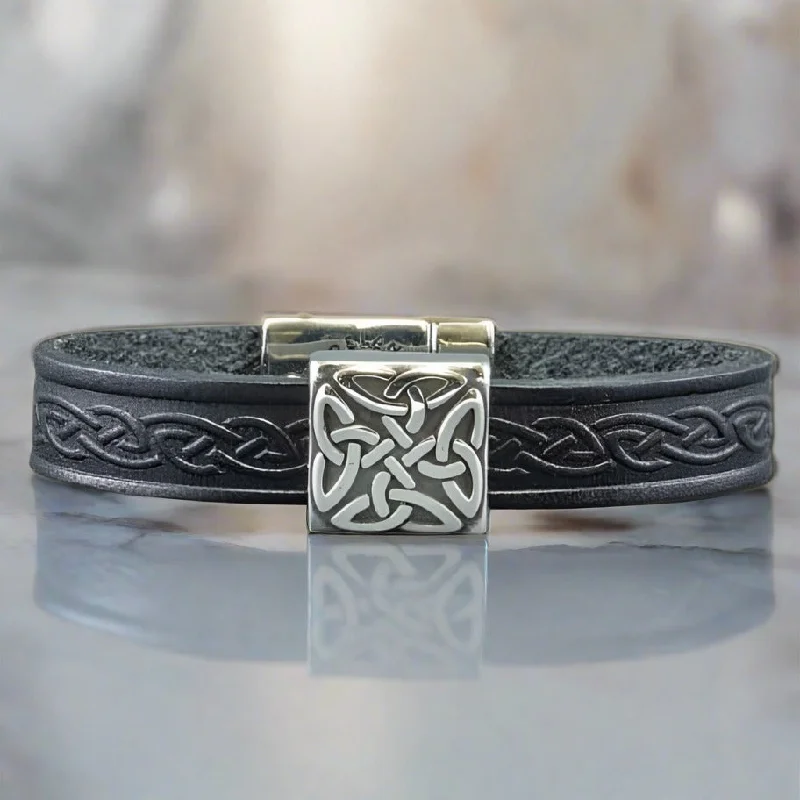 Braden Black Celtic Cuff Leather Bracelet