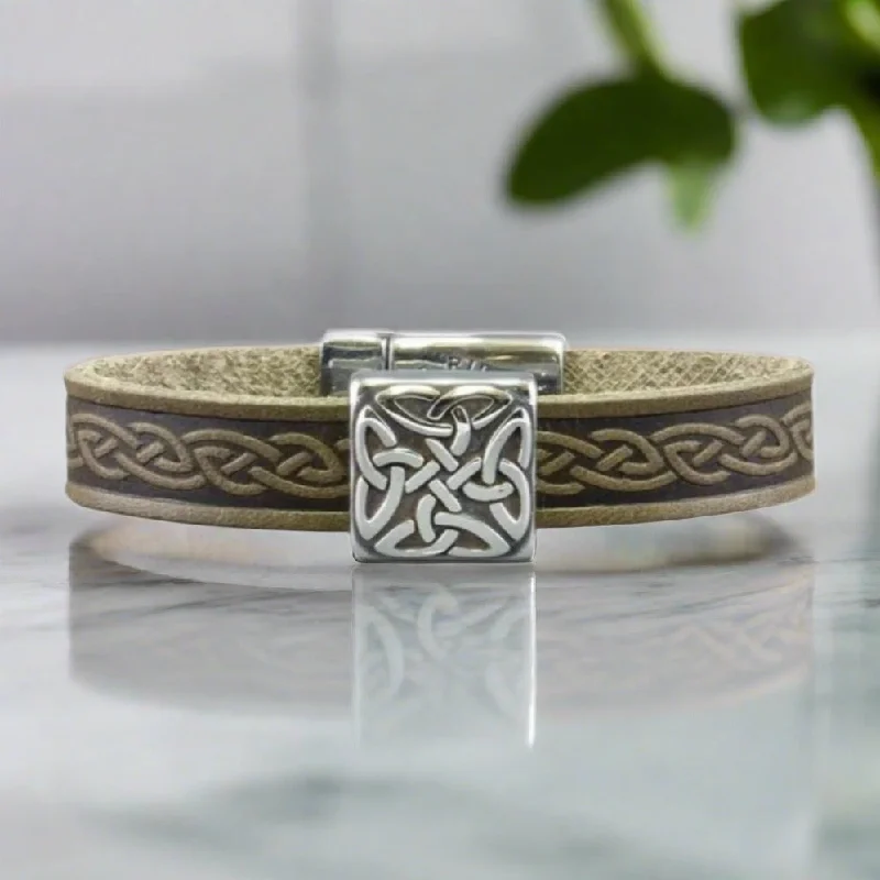 Braden Green Celtic Cuff Leather Bracelet