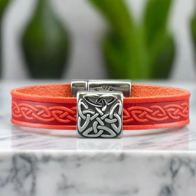 Braden Red Celtic Cuff Leather Bracelet