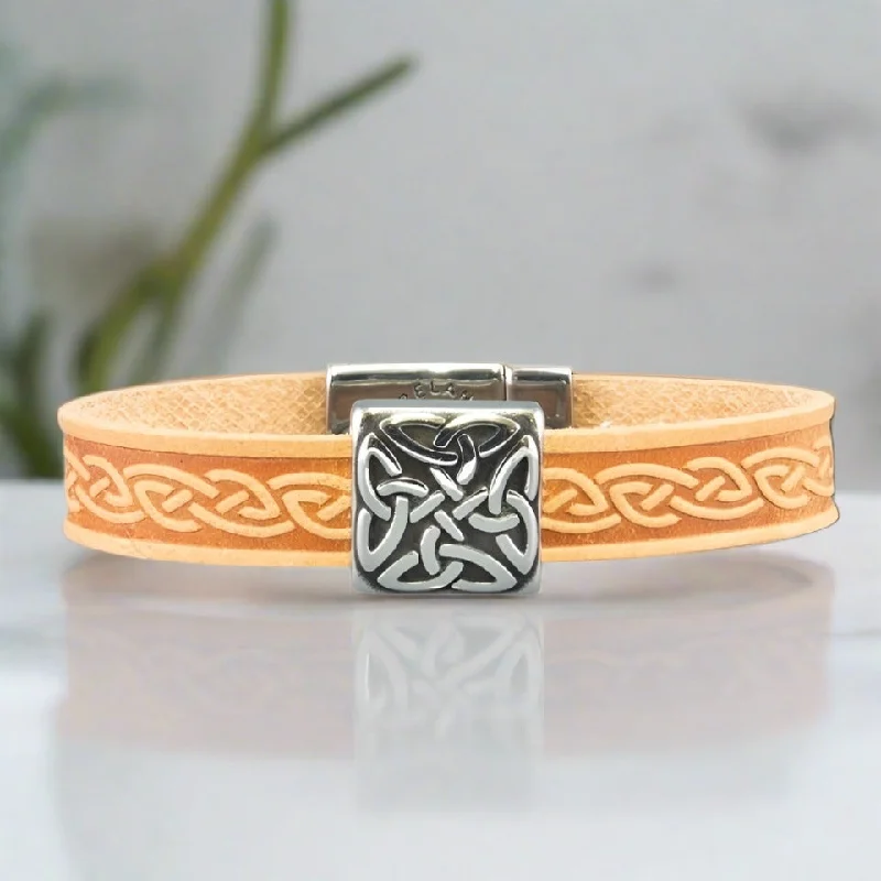 Braden Tan Celtic Cuff Leather Bracelet