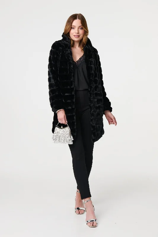 Faux Fur Thigh Length Coat