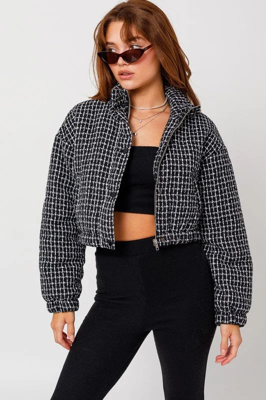 Fifth Avenue Tweed Cropped Puffer Jacket