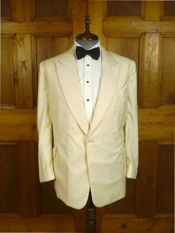 250724/028 immaculate 2020 kent haste savile row bespoke ivory dinner jacket w/ white grosgrain silk facings 50 regular