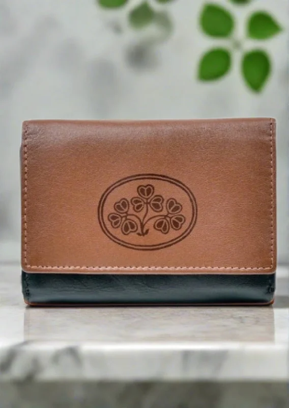 Irish Leather Wrap Purse - Shamrock