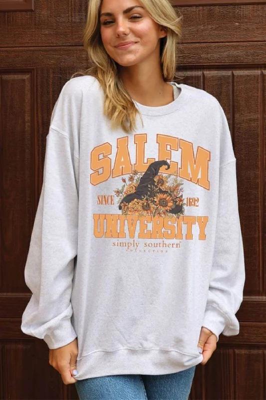 Simply Southern Salem Witch University Sweatshirt for Women in Flurry | CREW-WITCH-FLURRY