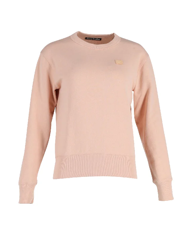 Acne Studios Face Patch Sweatshirt in Pink Cotton