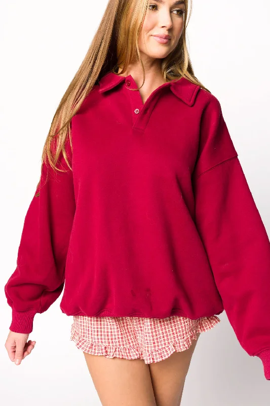 Airport 100% Cotton Sweatshirt in Merlot