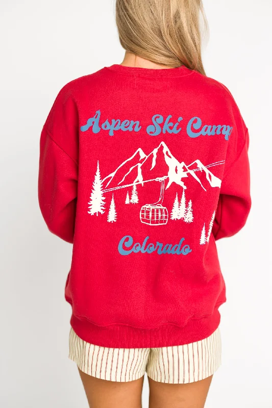 Aspen Ski Camp Sweatshirt in Cherry