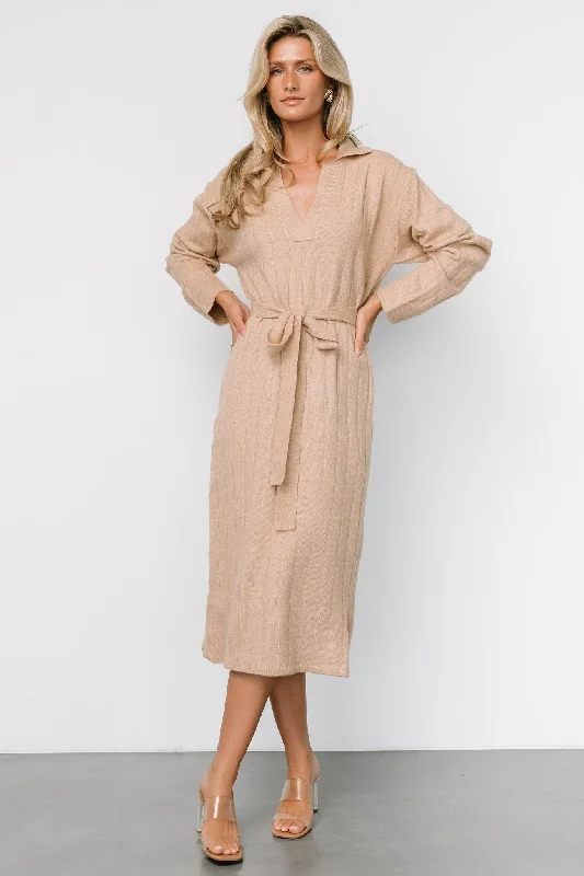 Barrie Sweater Dress | Light Tan