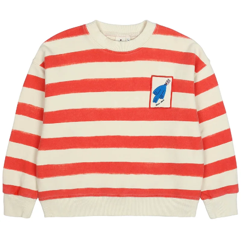 Bird Stripe Sweatshirt in Red by Jelly Mallow