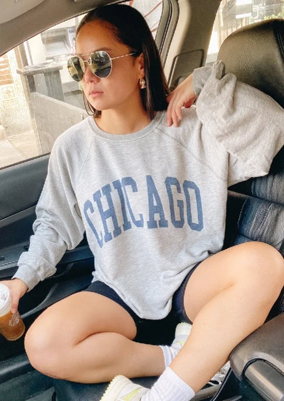 Chicago Classic Crew Sweatshirt - Heather Grey & Navy