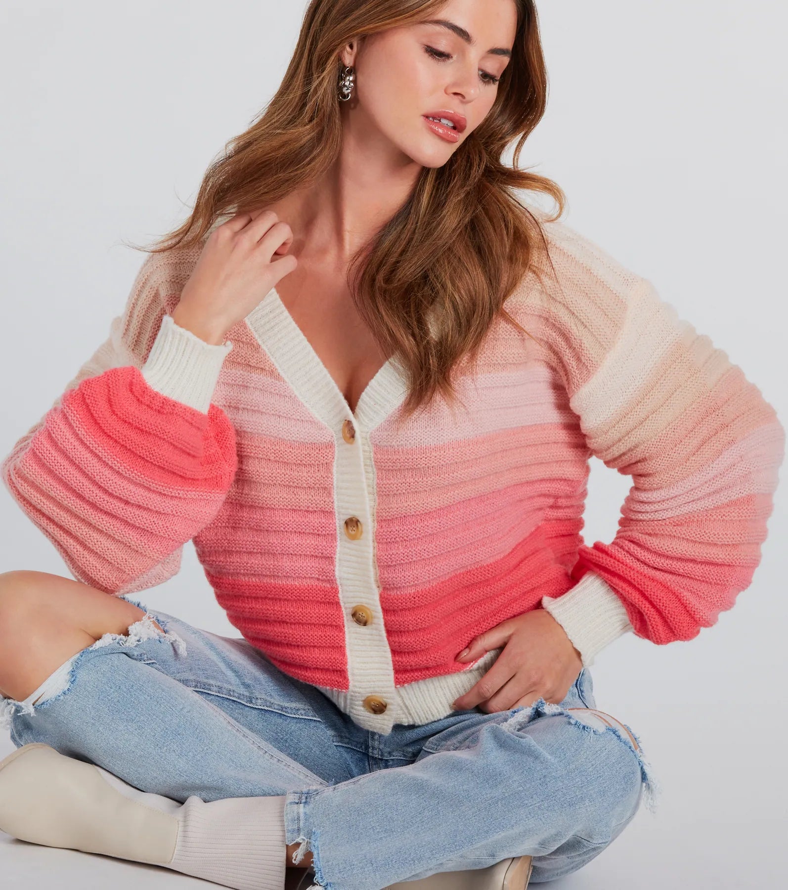 Chill Days Ombre Striped Knit Cardigan