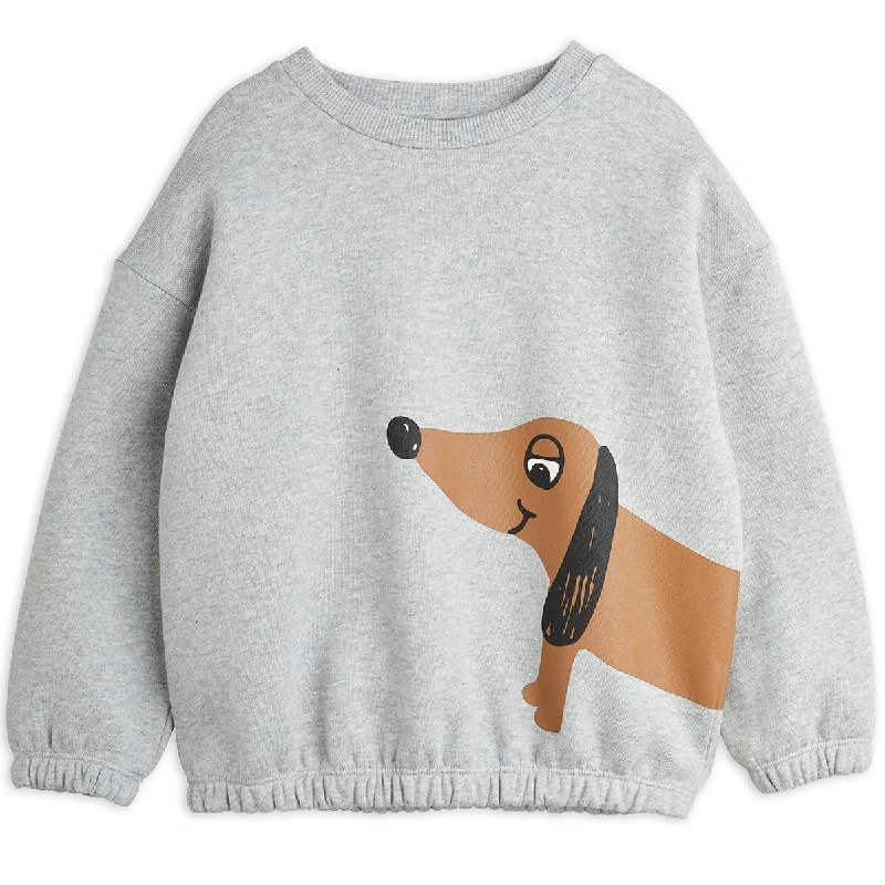 Dog Sweatshirt in Grey Melange by Mini Rodini