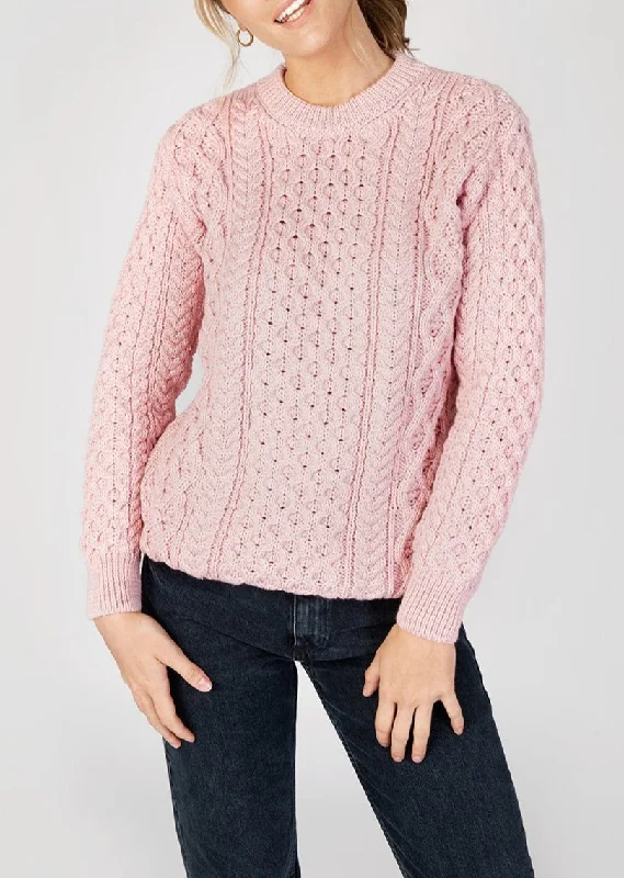 IrelandsEye Women's Aran Sweater | Pink