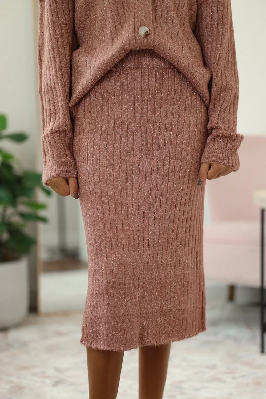 Marled Yarn Sweater Skirt - Blush