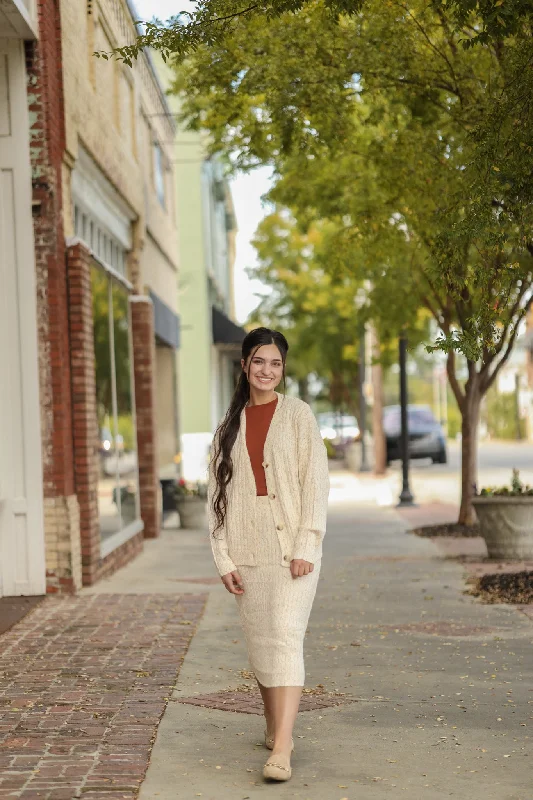 Marled Yarn Sweater Skirt - Ivory