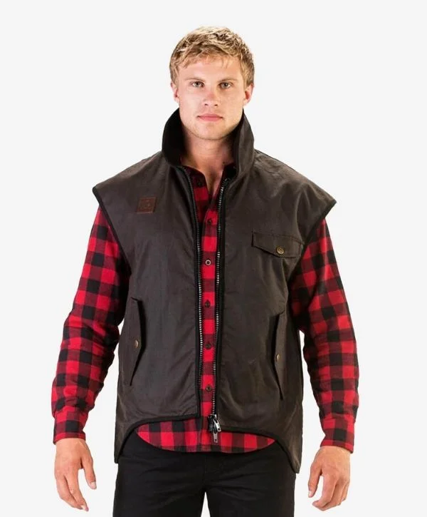 Mens Levels Oilskin Vest with Cotton Lining