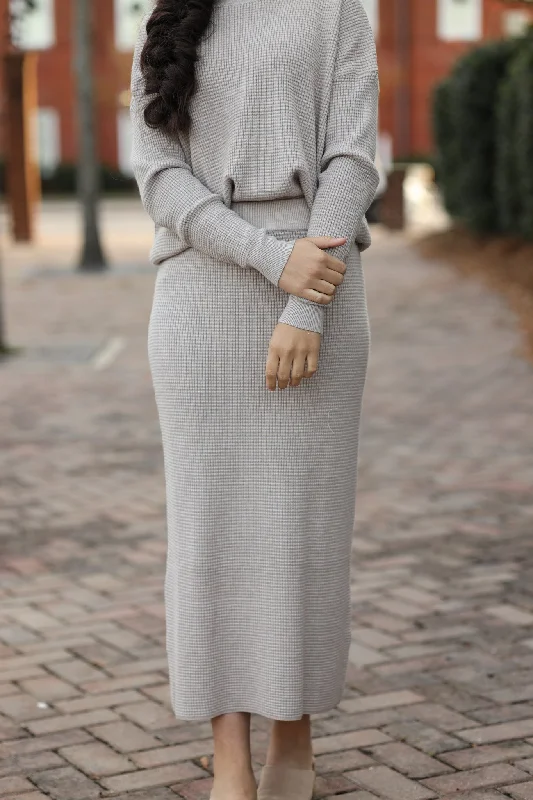 Waffle Sweater Skirt - Stone