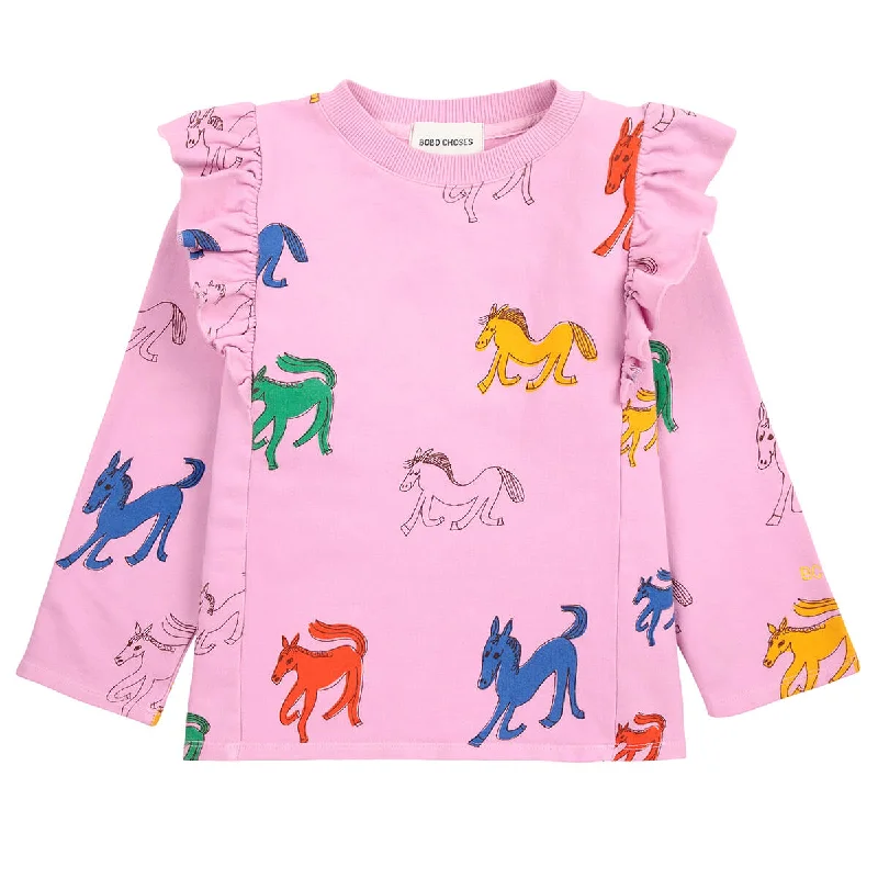 Wonder Horse AOP Ruffle Sweatshirt by Bobo Choses