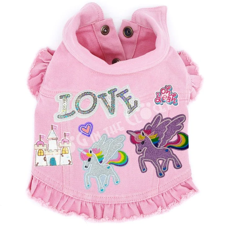 Fairytale Unicorns Denim Dog Jacket