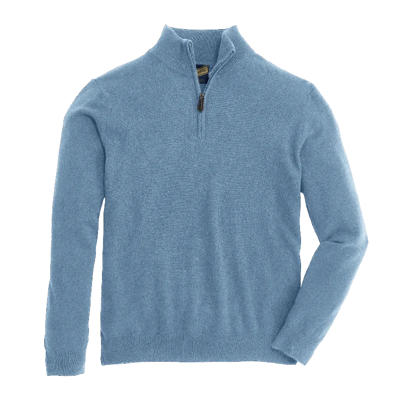 James Cashmere 1/4 Zip Sweater - Heather Vintage Indigo