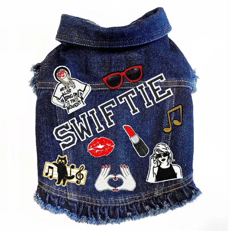 Swiftie Inspired #2 (Large) Denim Dog Jacket with Ruffles